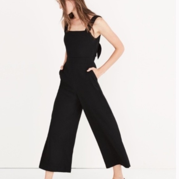 Madewell Apron Bow-Back Jumpsuit, Size 0, in Black - Picture 2 of 8